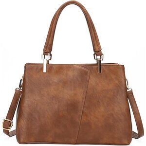 Hobo PU Leather Women’s Shoulder Crossbody Tote Bag with Adjustable Strap in Bro